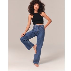 Abercrombie & Fitch High Rise Loose Jean - Dark Wash - Curve Love Size 28